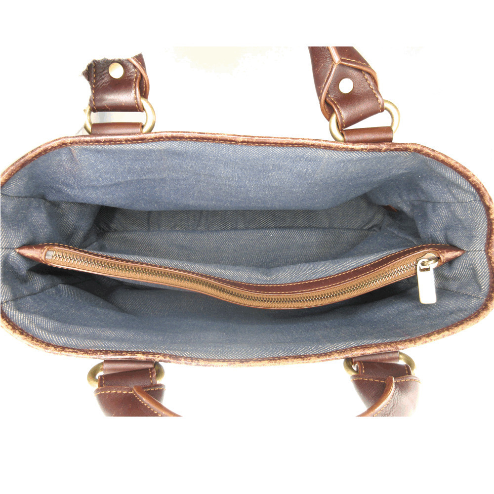 CELINE Boogie Bag Canvas Blue Brown Handbag - Picture 5 of 8